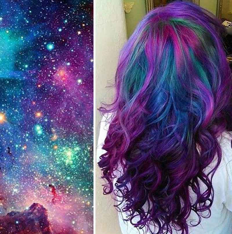 Как покрасить волосы в цвета космоса